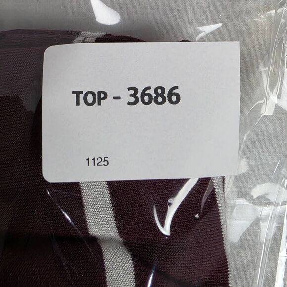 Vanity M Maroon Stripe Lace Sleeve 3/4 Tunic Top - Picture 9 of 9